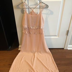 Floor length spaghetti strap dress